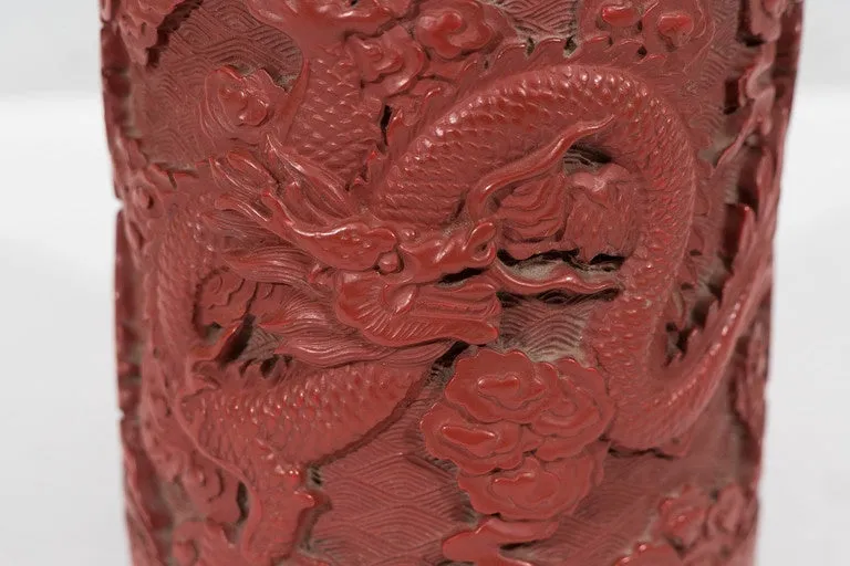 Important Antique Chinese Cinnabar Pot, Daoguang Period