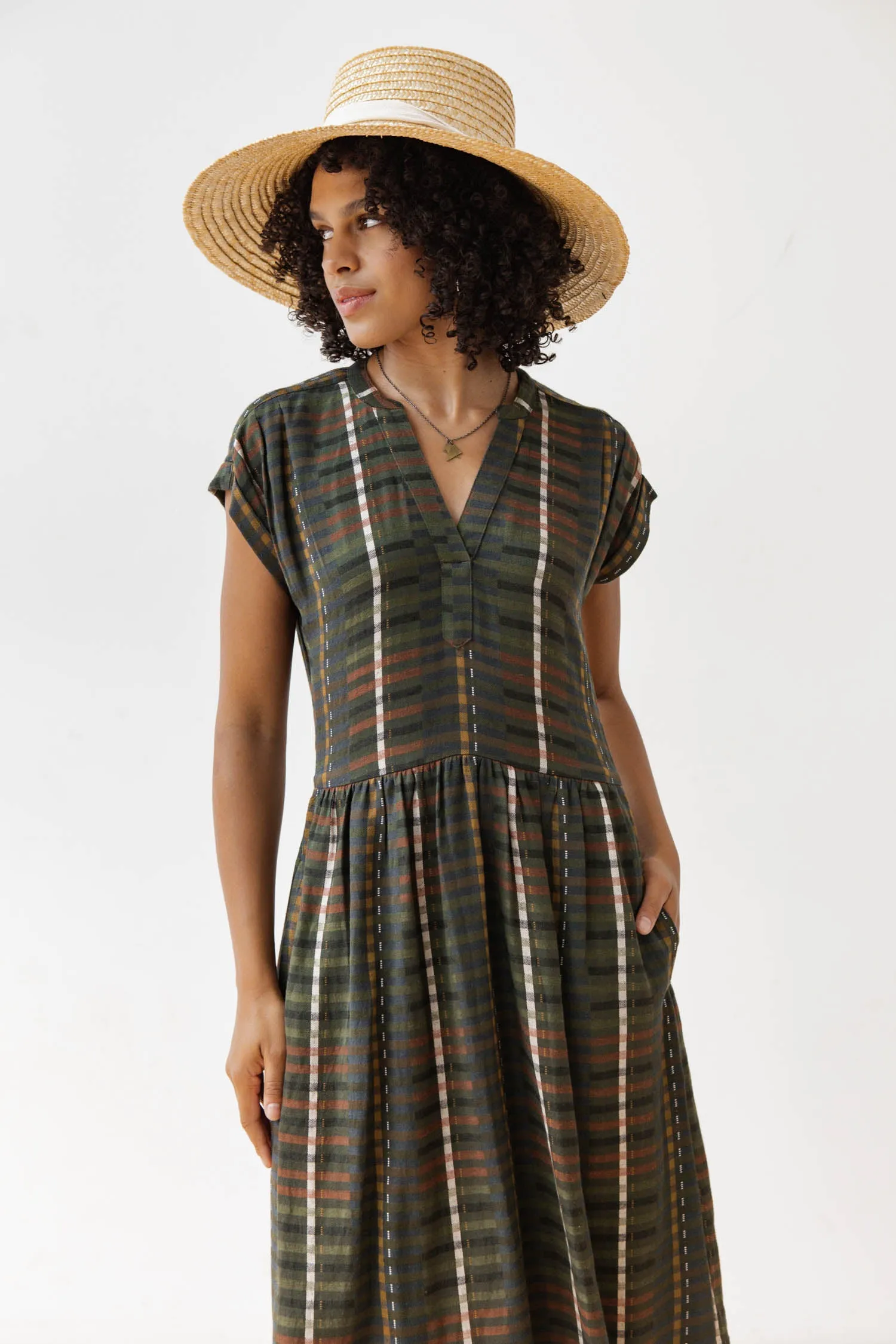 Ira Dress / Olive Stripe