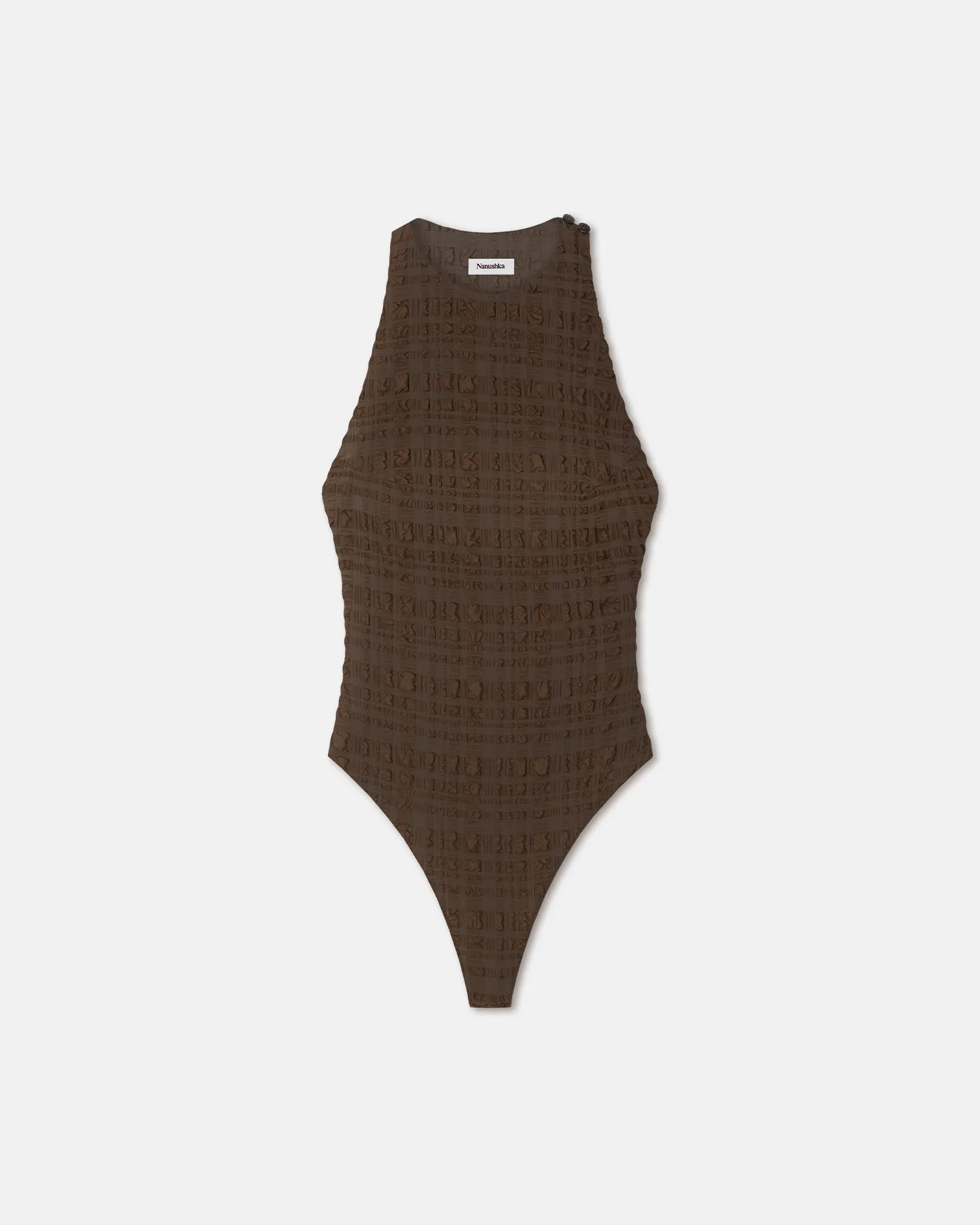 Irina - Seersucker Bodysuit - Dark Brown