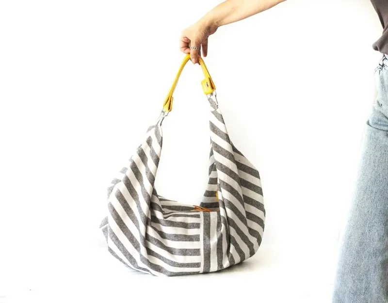 Kallia bag - Striped canvas and leather