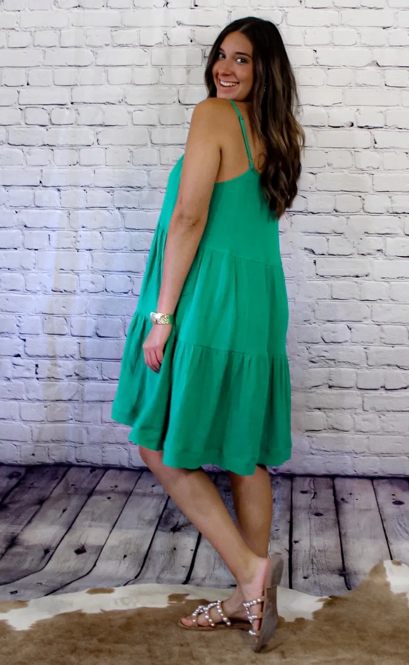 Kelly Green Gauze Dress