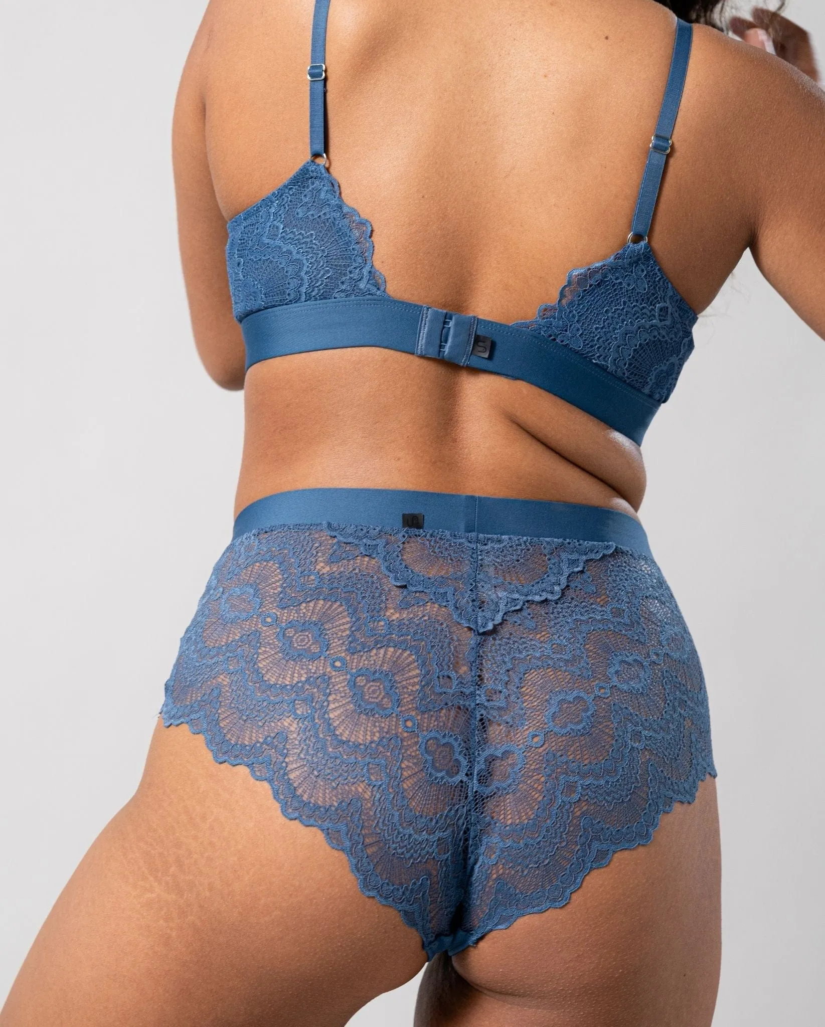 Lace Highwaist Briefs Faded Blue