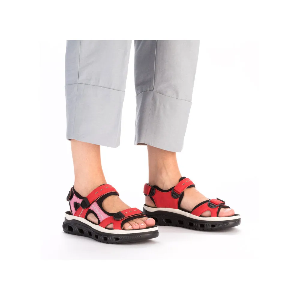 Ladies Rieker Walking Sandal Red/Pink  Multi  64074-33 sale