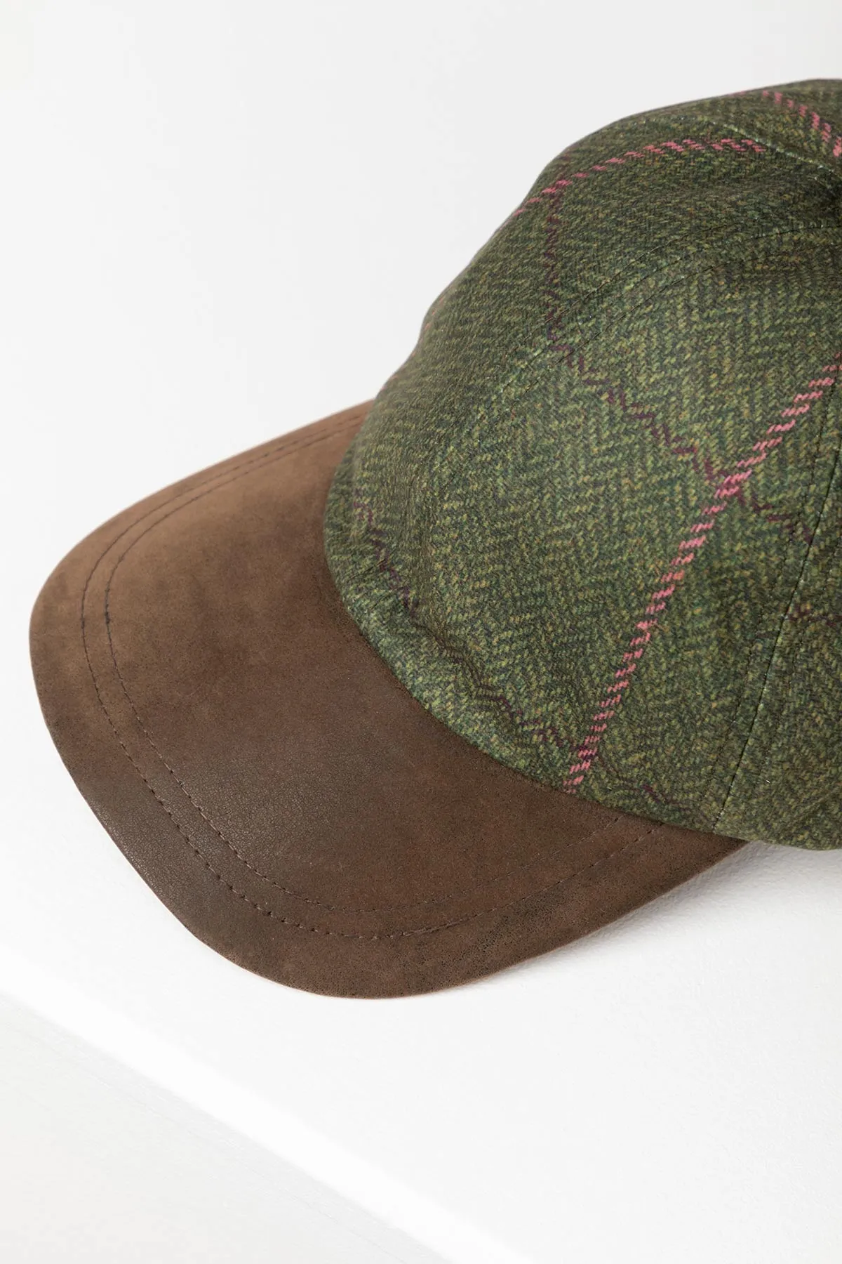 Ladies Tweed Print Baseball Cap with Nubuck Peak - Danby