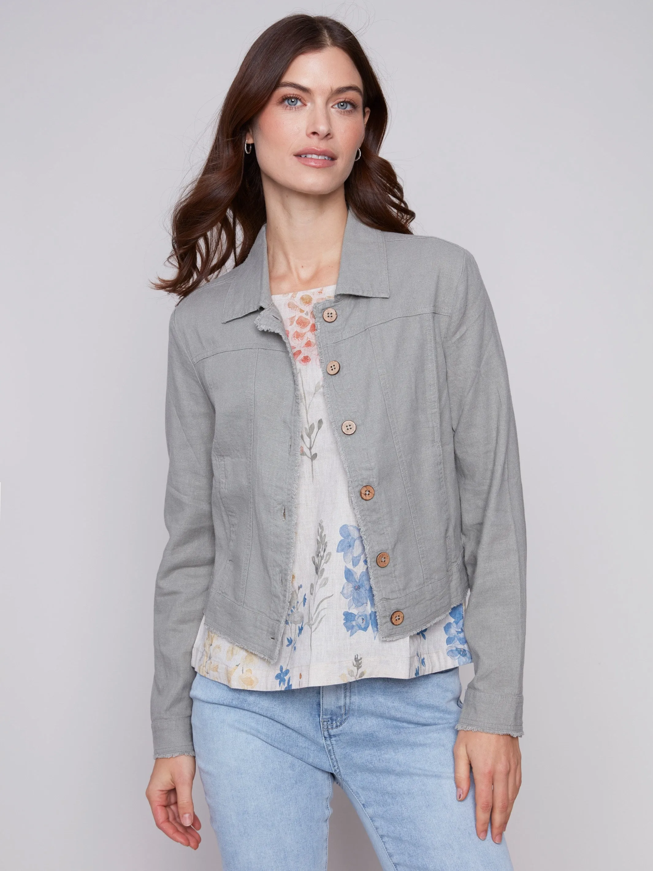 Linen Blend Jacket - Celadon