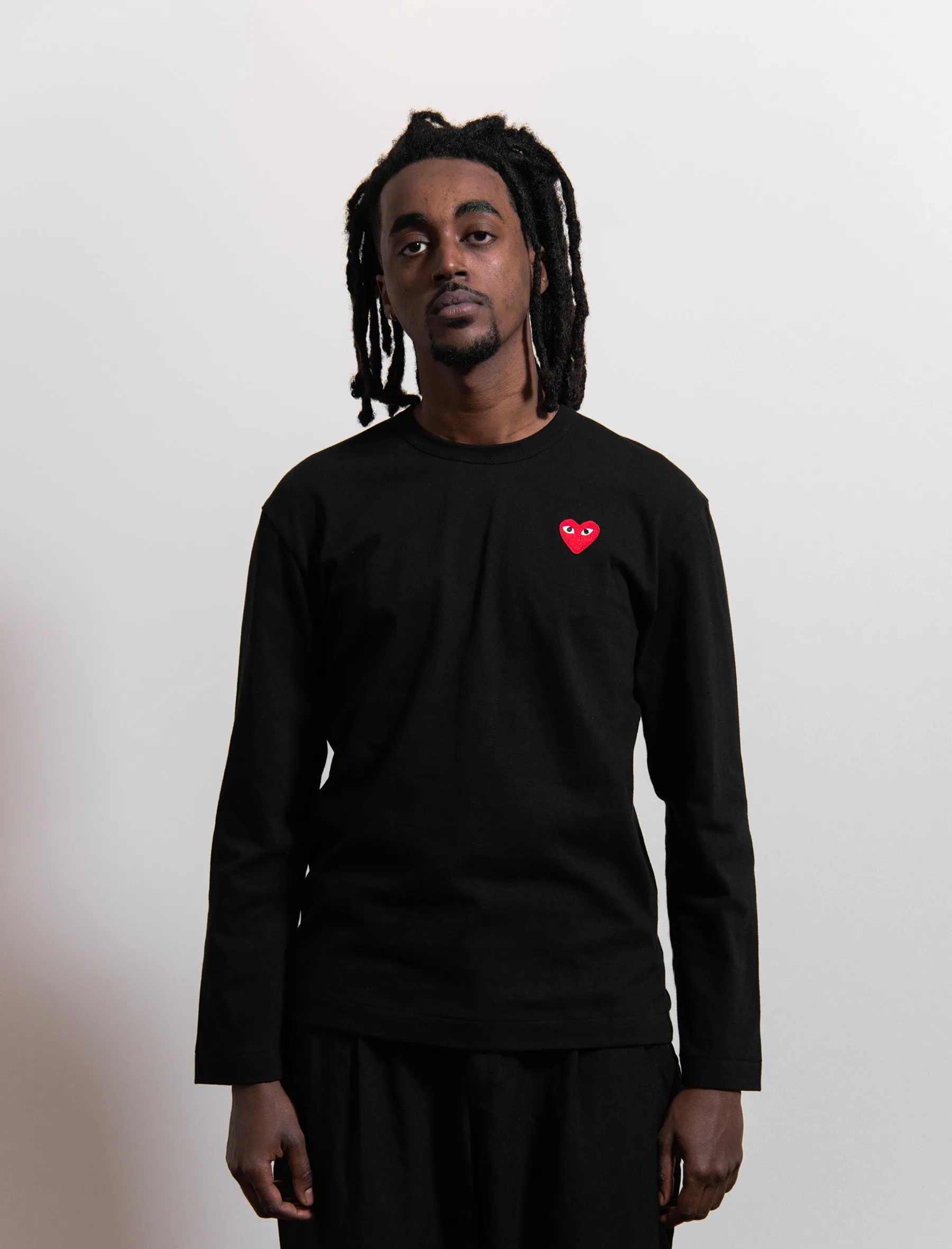 Long Sleeve Emblem Tee Black/Red T118