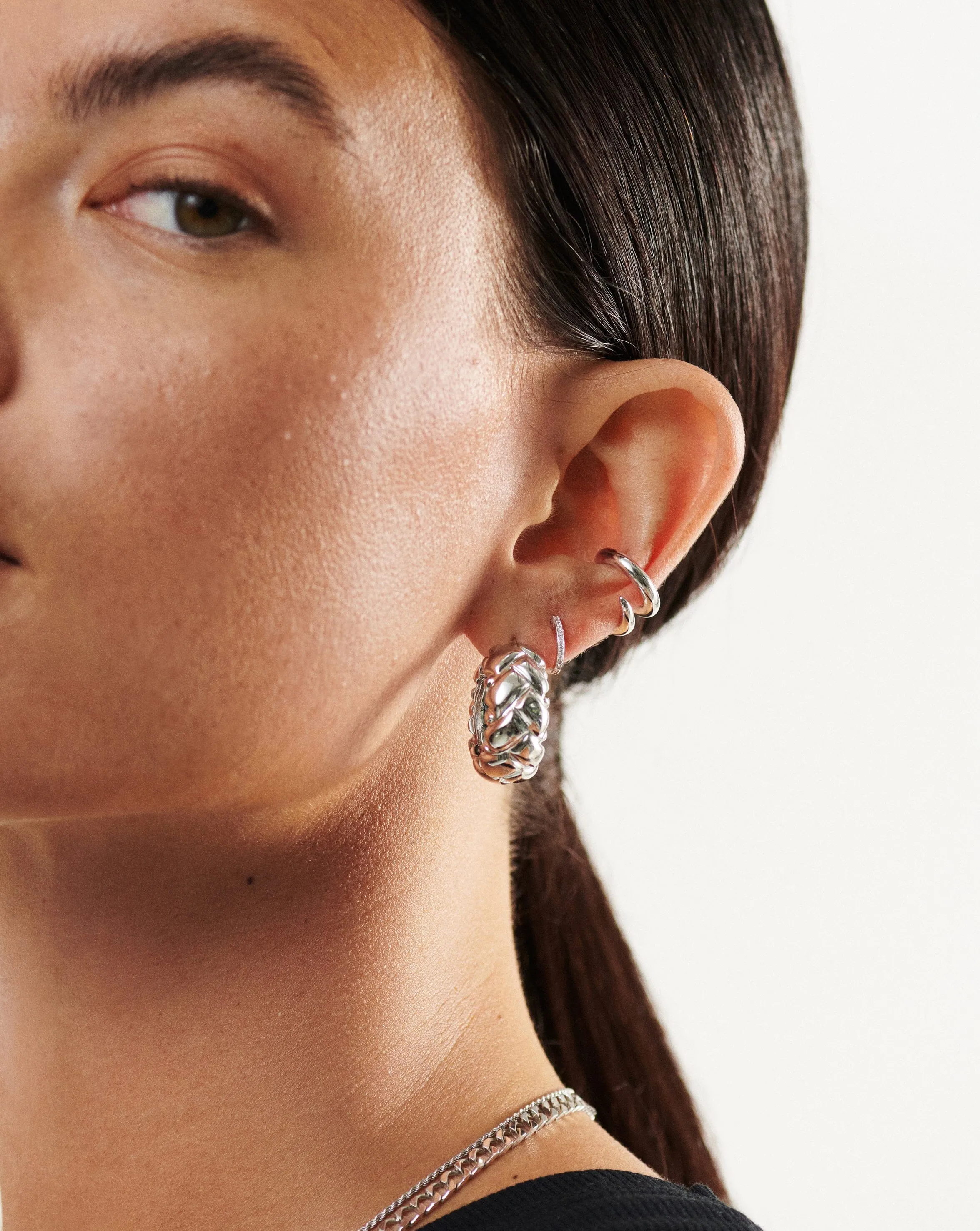 Lucy Williams Chunky Waffle Hoop Earrings