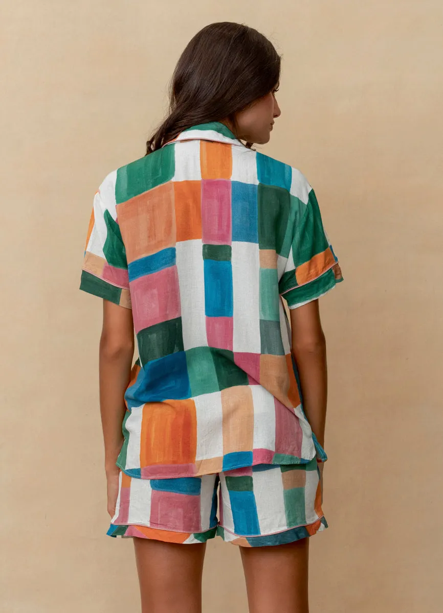 Maaji Colorful Chess Slumber Short Sleeve Short Set