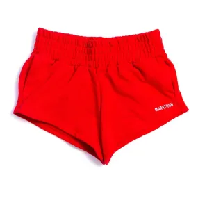 Marathon Womens Boxer Fleece Shorts - Red