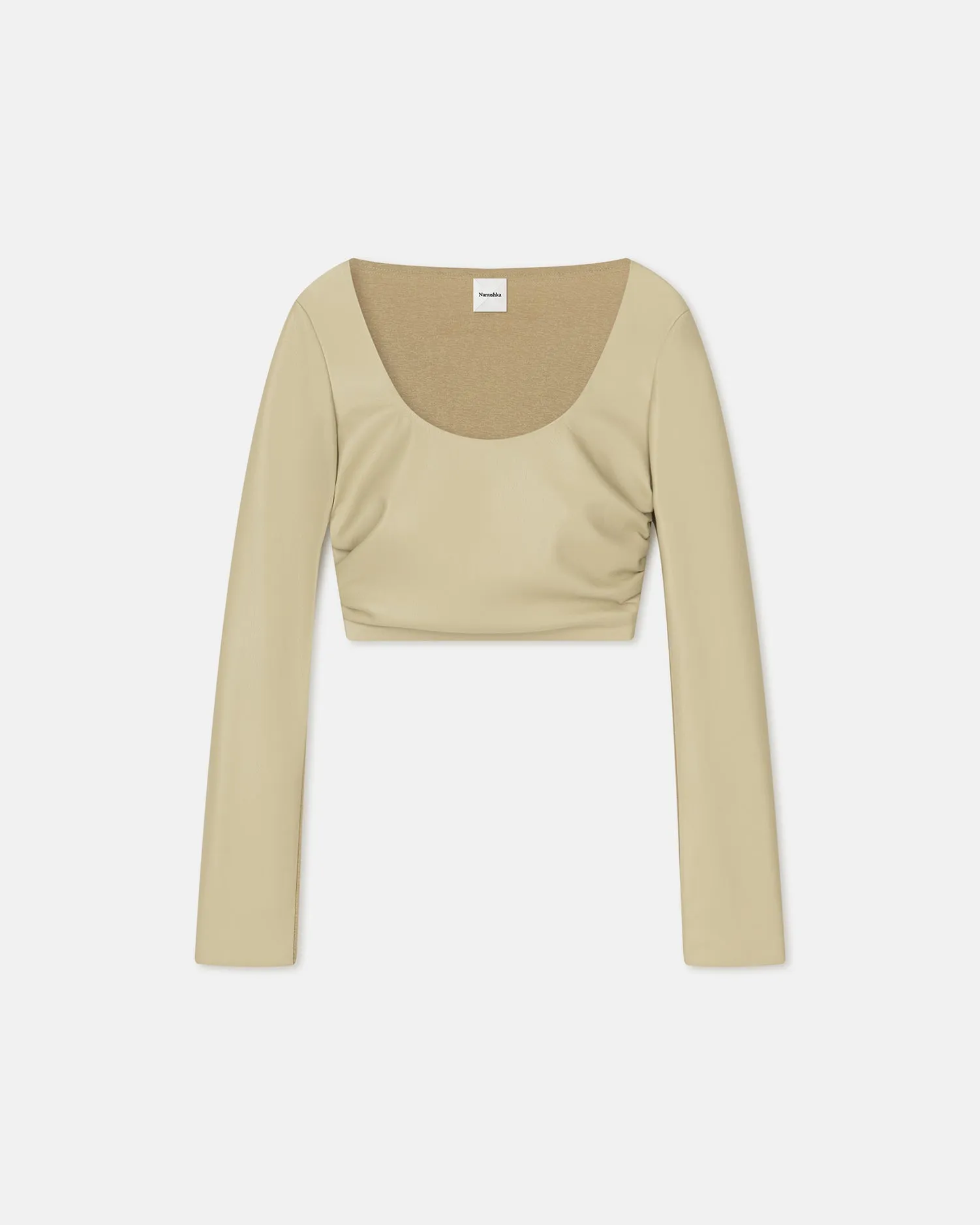 Maylah - Cropped Okobor™ Alt-Leather Top - Pale Olive