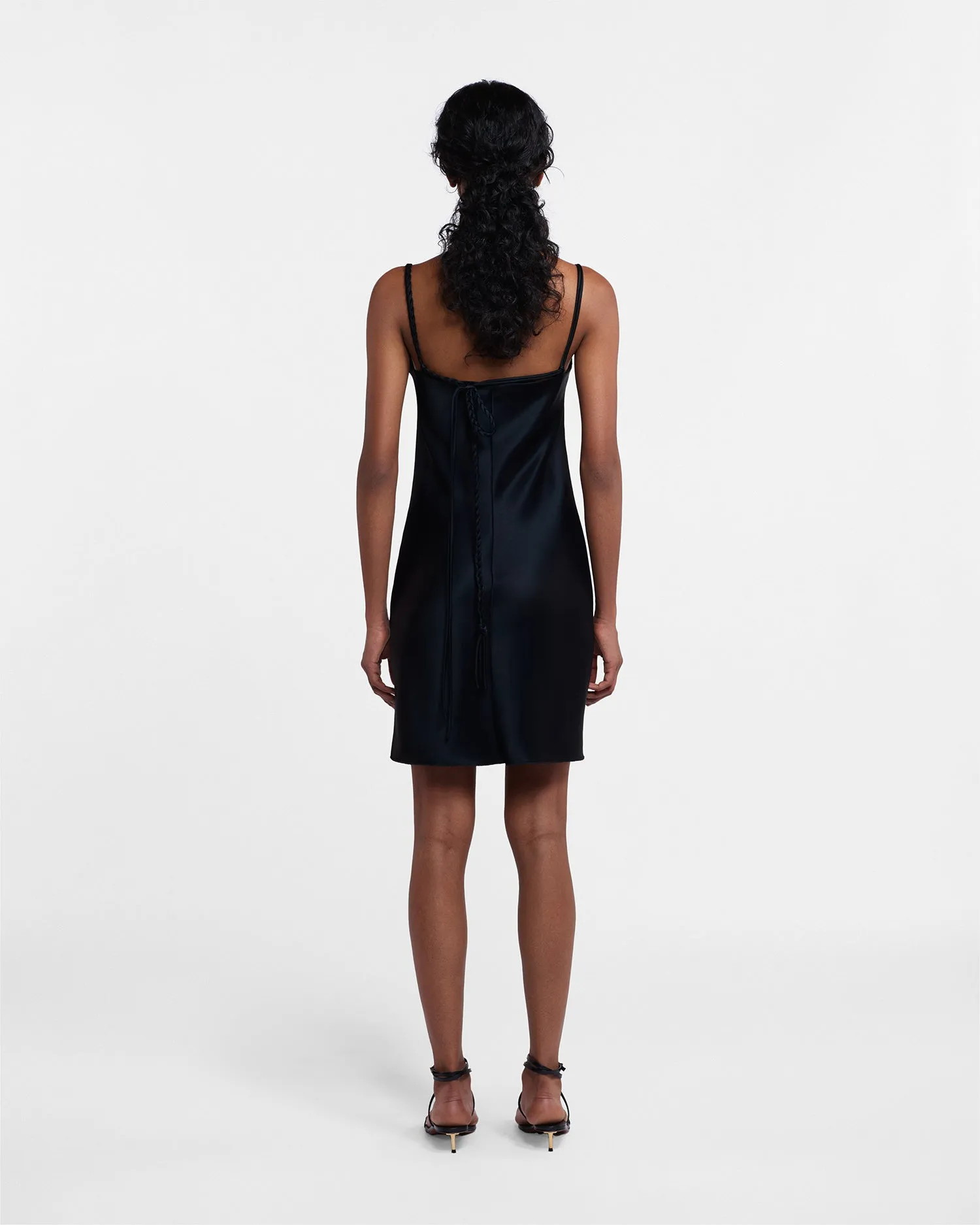 Merva - Slip Satin Mini Dress - Black