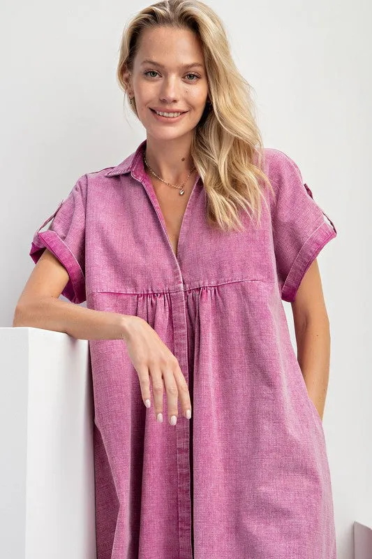 Mindy Mineral Wash Dress in Orchid