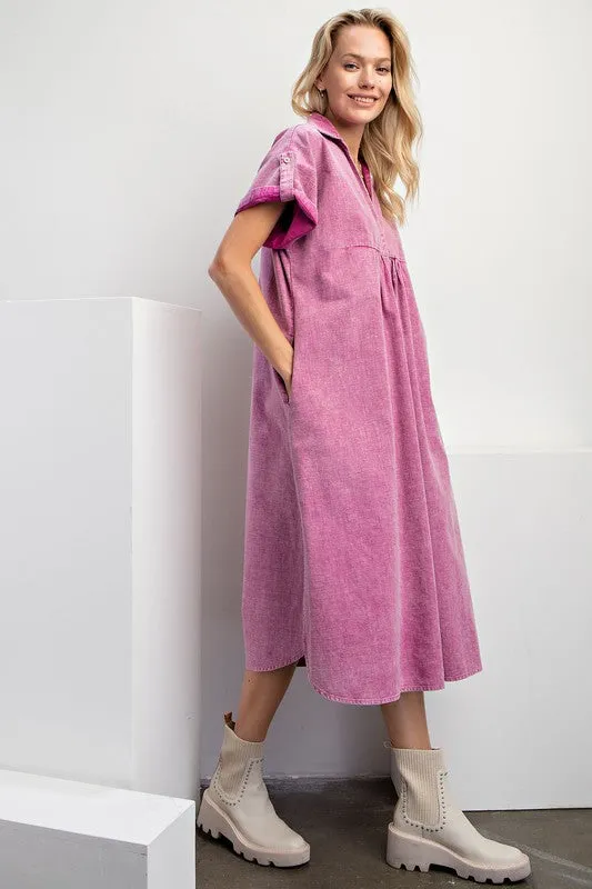 Mindy Mineral Wash Dress in Orchid