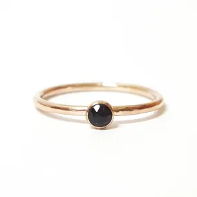 Mini Black Onyx Stacking Ring in Gold