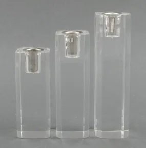 Modern Graduated Lucite Candlestick Holders, 3