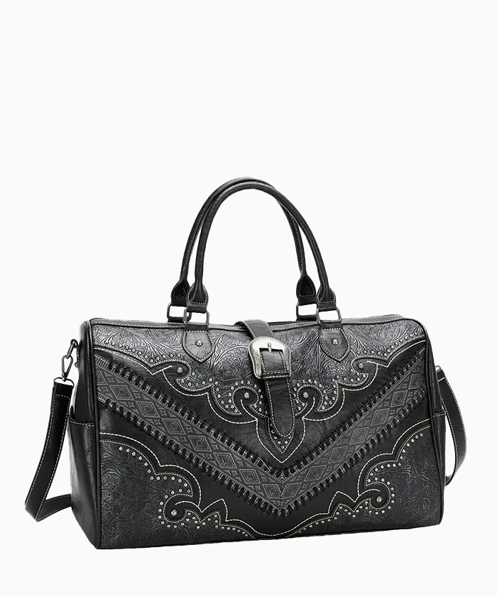 Montana West Floral Aztec Embossed Buckle Duffle Bag