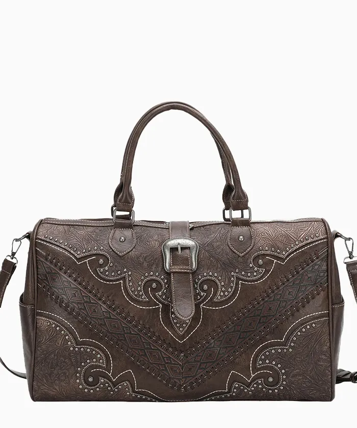 Montana West Floral Aztec Embossed Buckle Duffle Bag