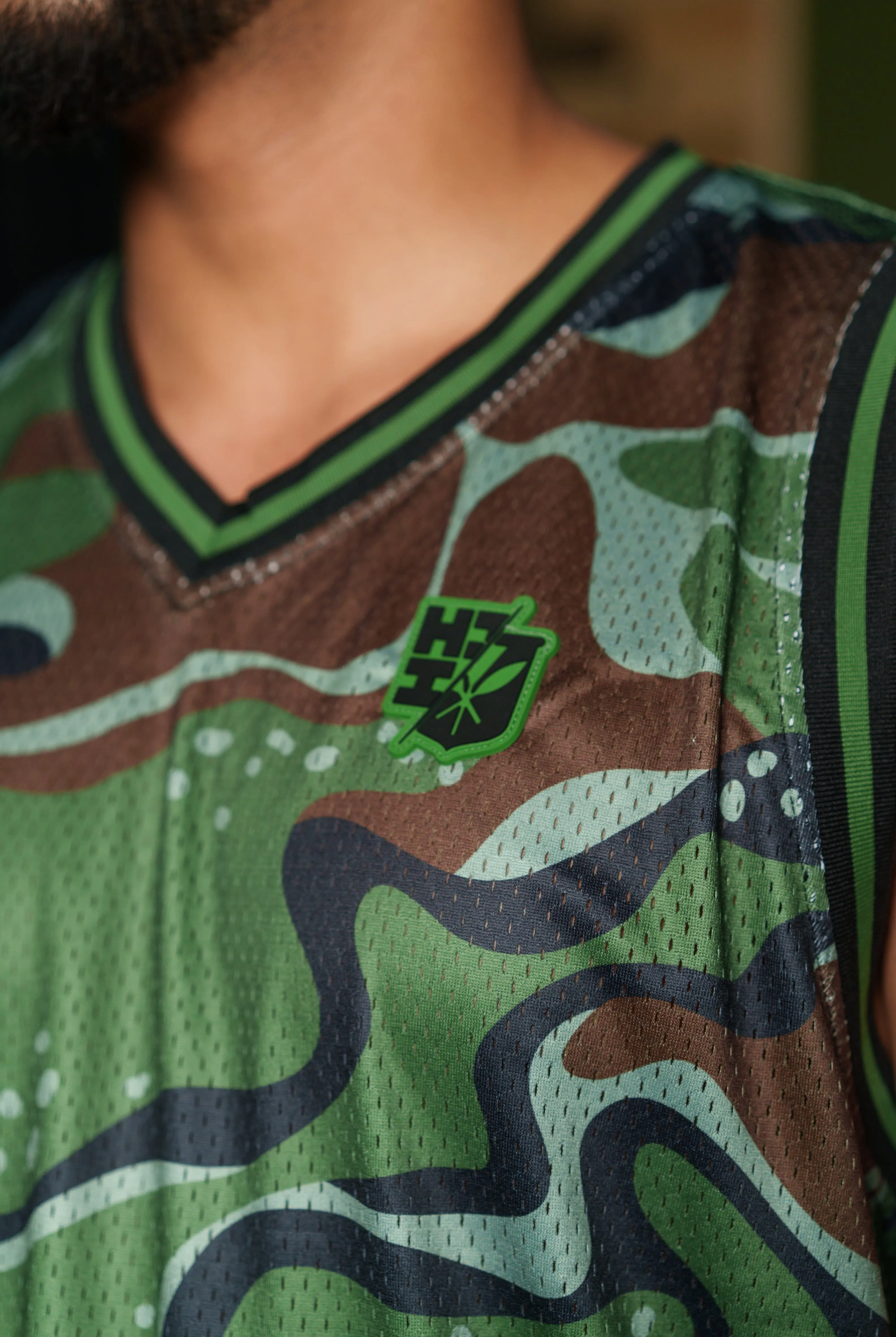 OLIVE MARBLE CAMO MINI COLLECTION BASKETBALL JERSEY