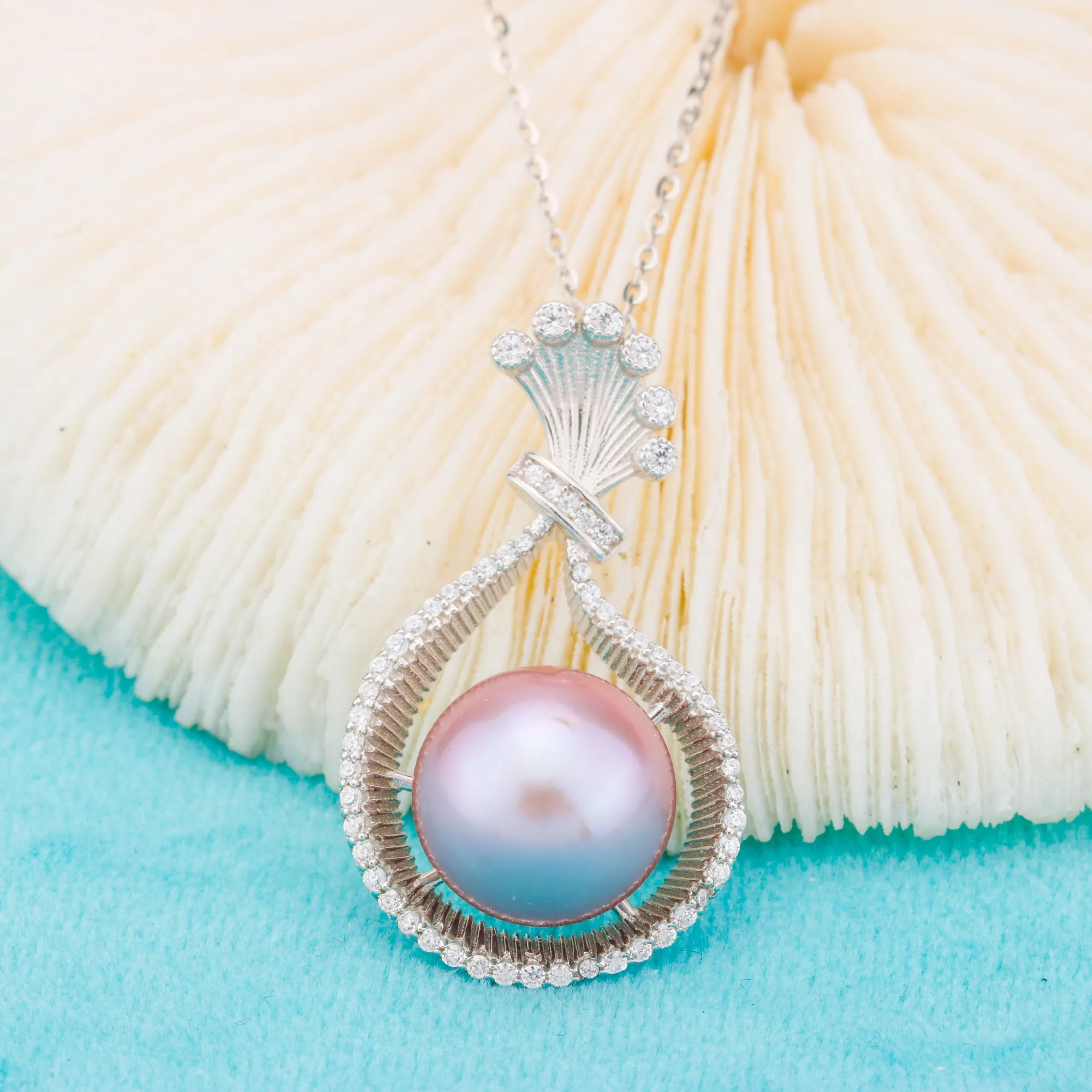 Pe011015 DIY 9-12mm Natural Freshwater pearl pendant accessory 925 sterling silver engagement jewelry necklace for women