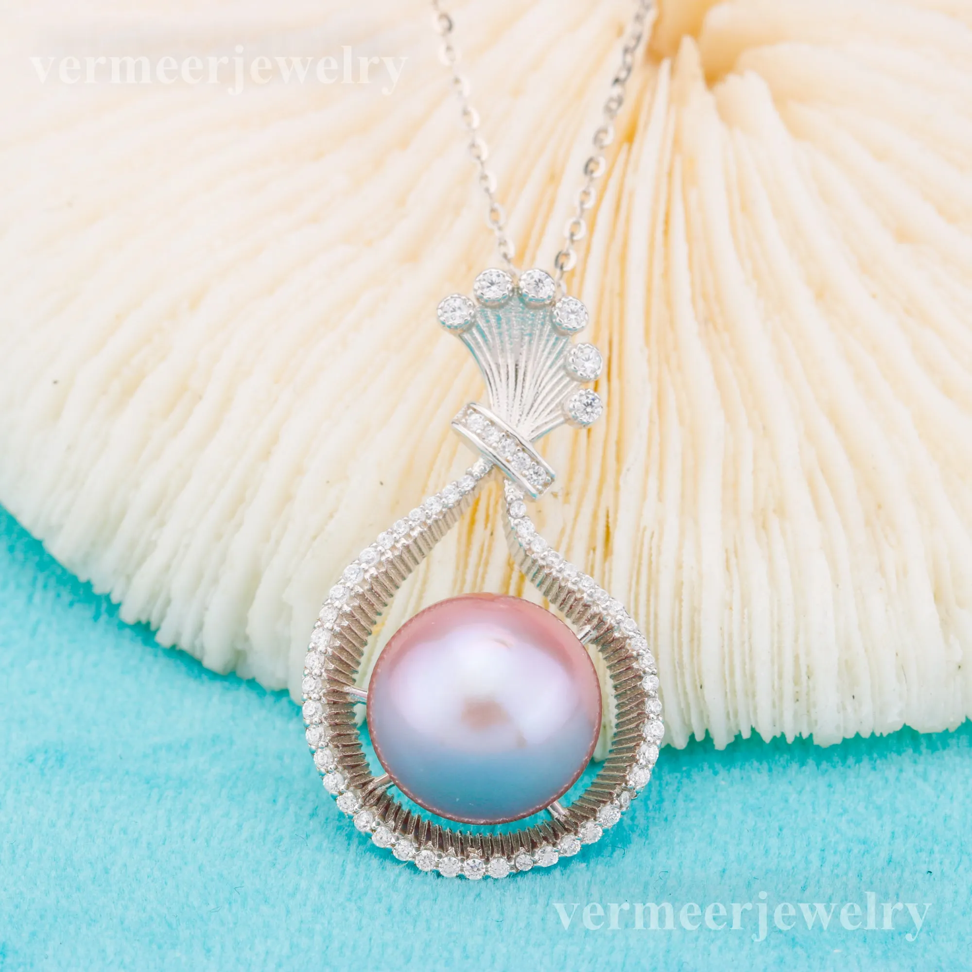 Pe011015 DIY 9-12mm Natural Freshwater pearl pendant accessory 925 sterling silver engagement jewelry necklace for women