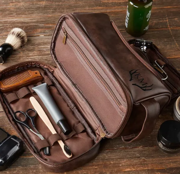 Personalized Leather Toiletry Bag, Groomsmen Gift, Christmas Gift For Him, Anniversary Gift