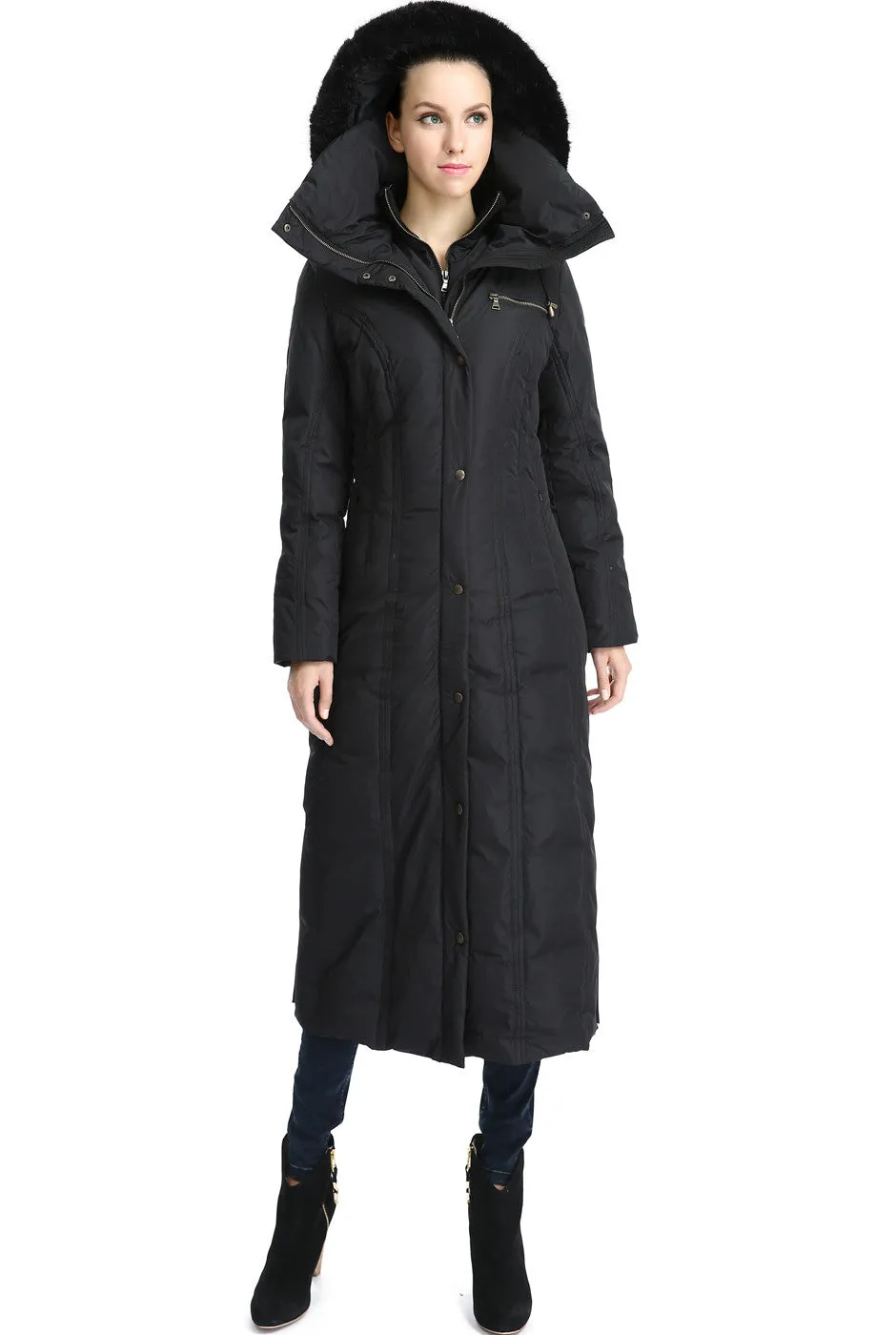 PHISTIC Women's "Lacey" Long Hooded Puffer Down Coat