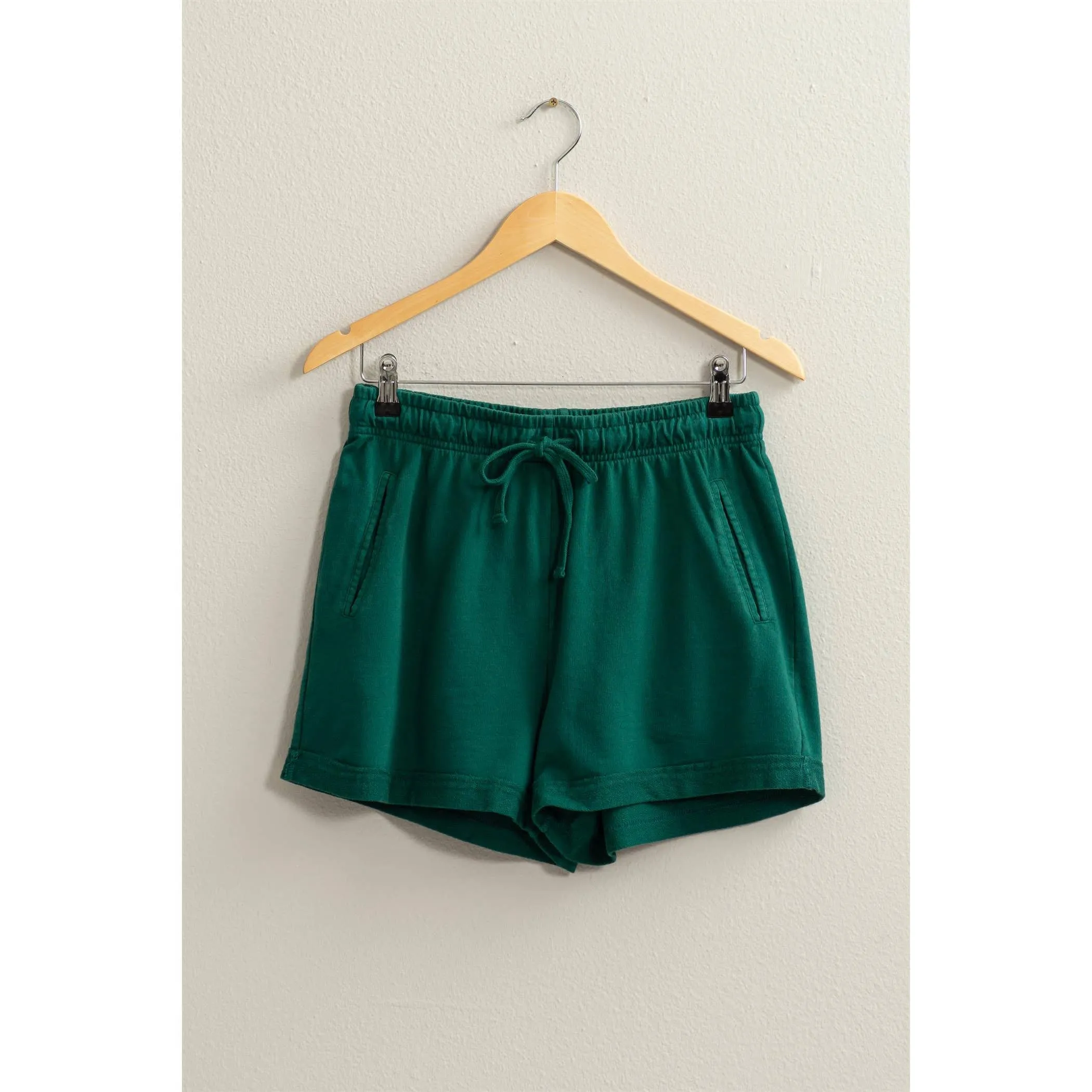 Pigment Dyed Raw Edge Detail Shorts