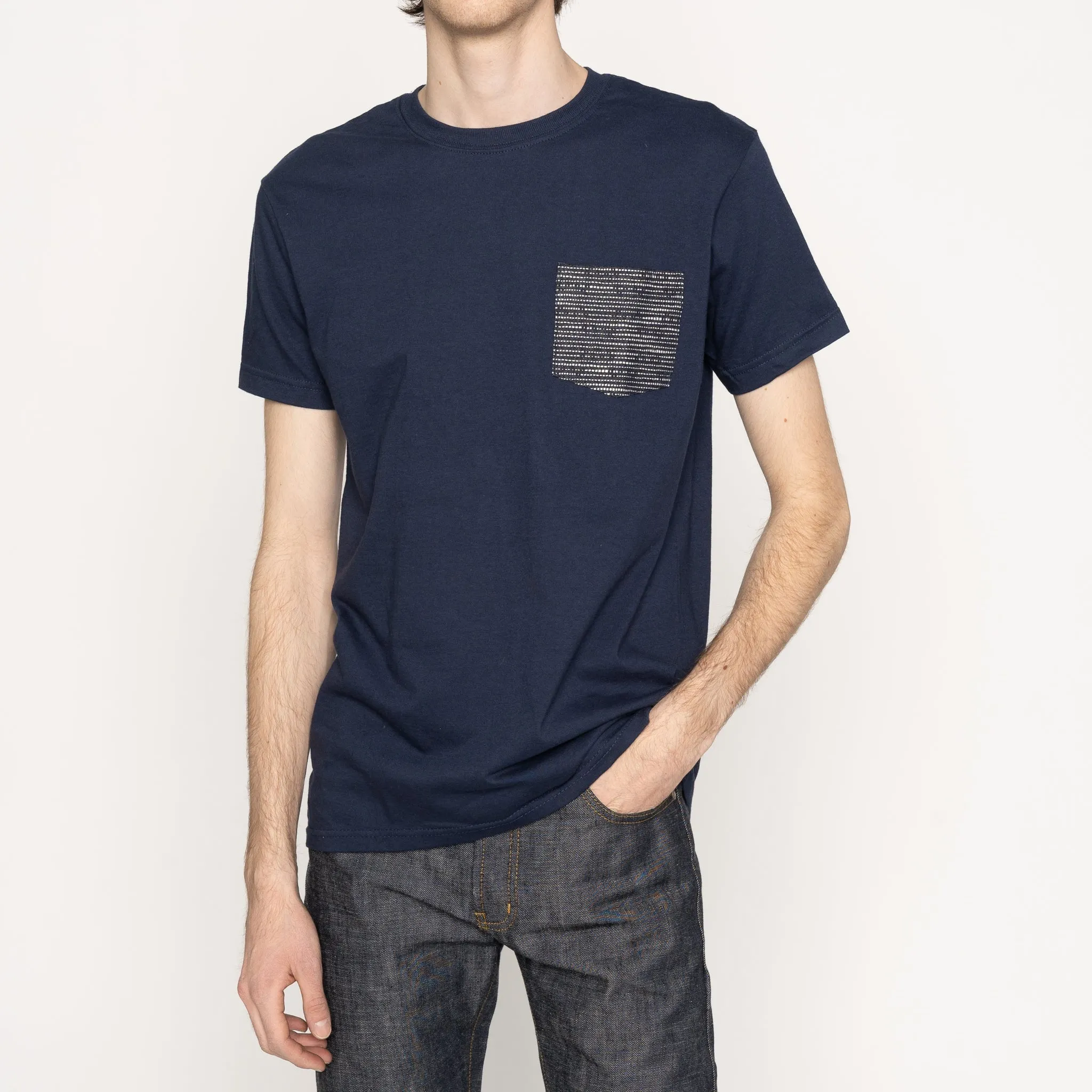 Pocket Tee - Navy - Slub Sashiko Denim