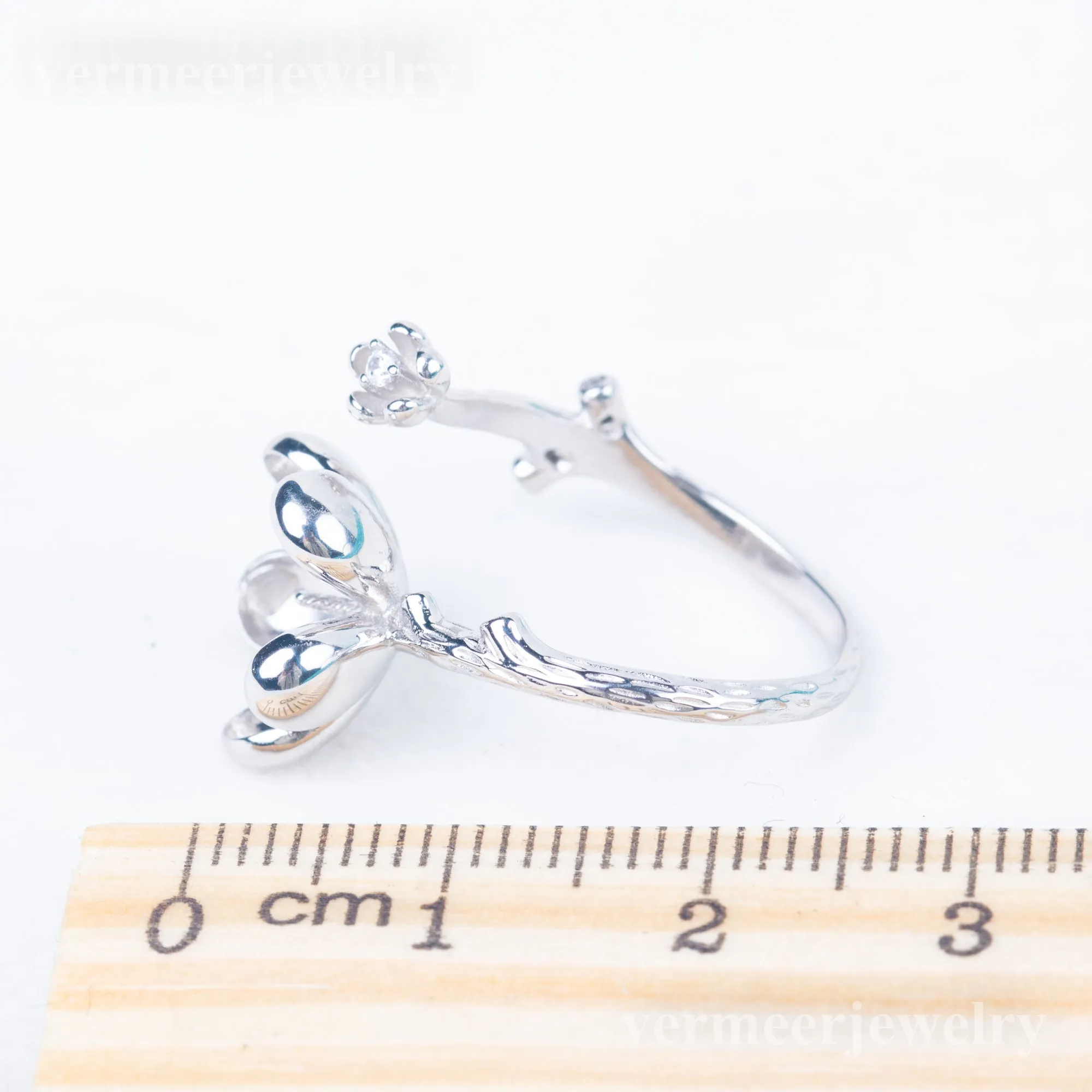 r010838 DIY 7-8mm Natural Freshwater pearl Ring accessory 925 sterling silver Adjustable size engagement jewelry ring for women