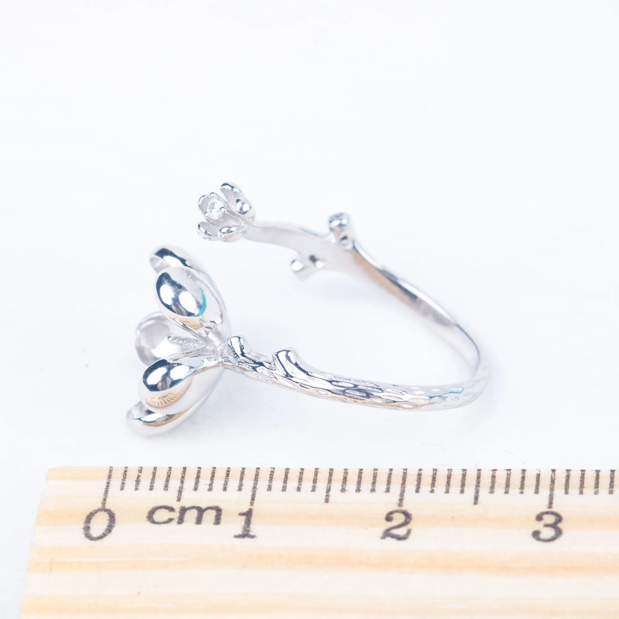 r010838 DIY 7-8mm Natural Freshwater pearl Ring accessory 925 sterling silver Adjustable size engagement jewelry ring for women