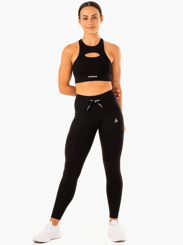 REPLAY HIGH WAISTED LEGGINGS BLACK