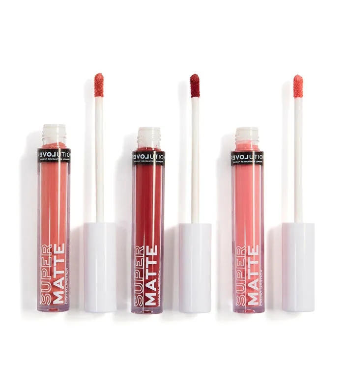 Revolution Relove - Set de 3 labiales líquidos Super Matte - Kiss