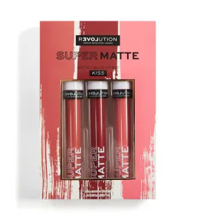 Revolution Relove - Set de 3 labiales líquidos Super Matte - Kiss