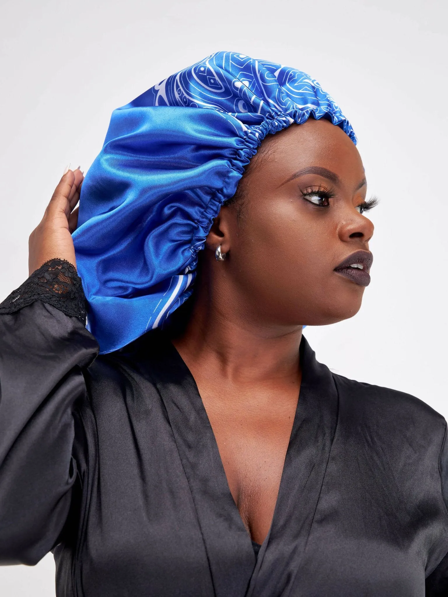 Satin Revolution Reversible Printed Satin Bonnets - Royal Blue