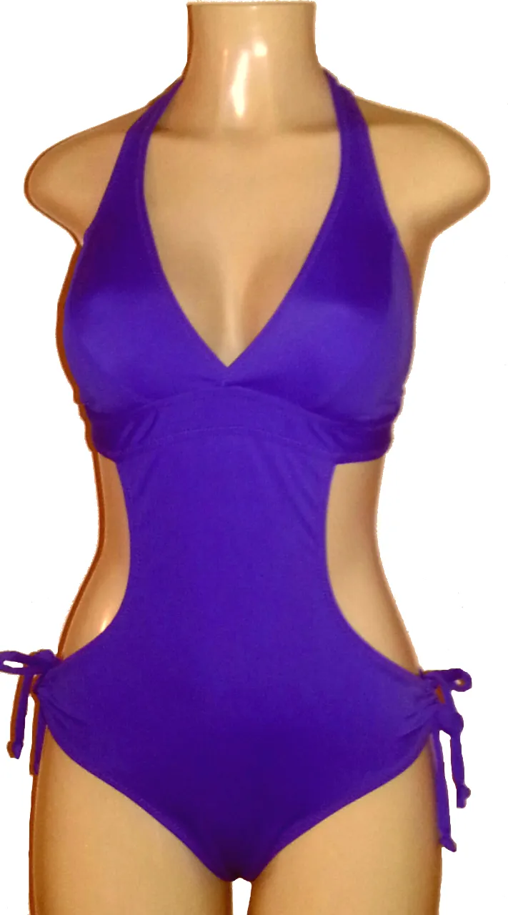 Seam Halter One Piece Monokini Swimsuit