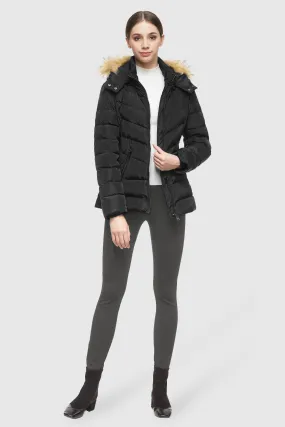 Short Down Coat with Removable Elastic Belt