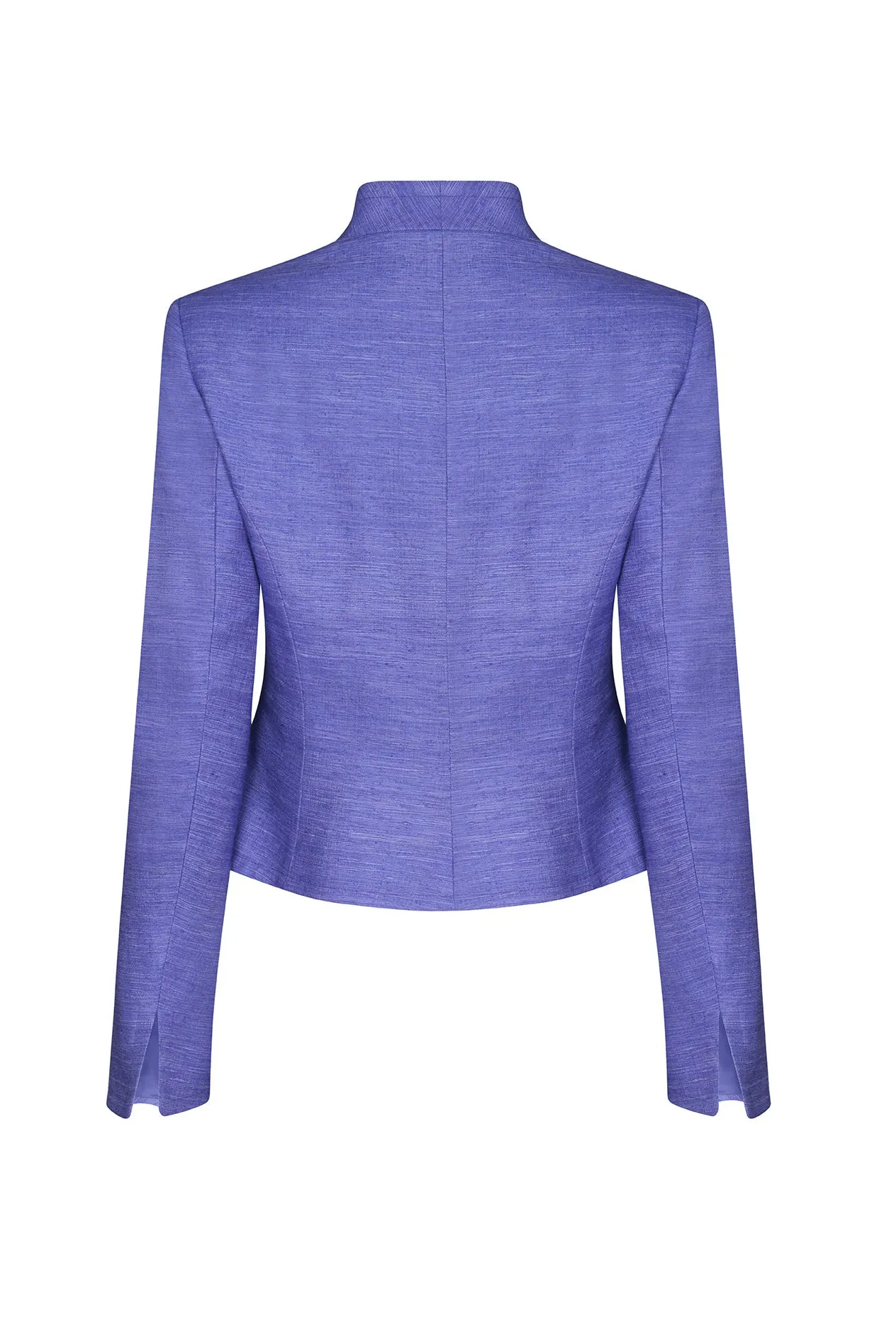 Silk Jacket with Fitted Waist in Jacaranda Raw Silk - Margo