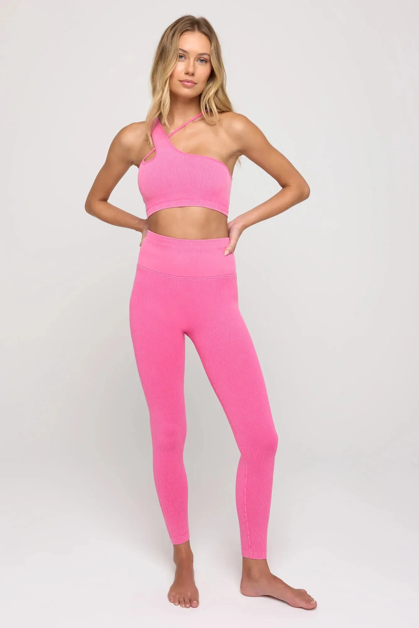 Spiritual Gangster Love Sculpt Washed 7/8 Legging - Neon Pink