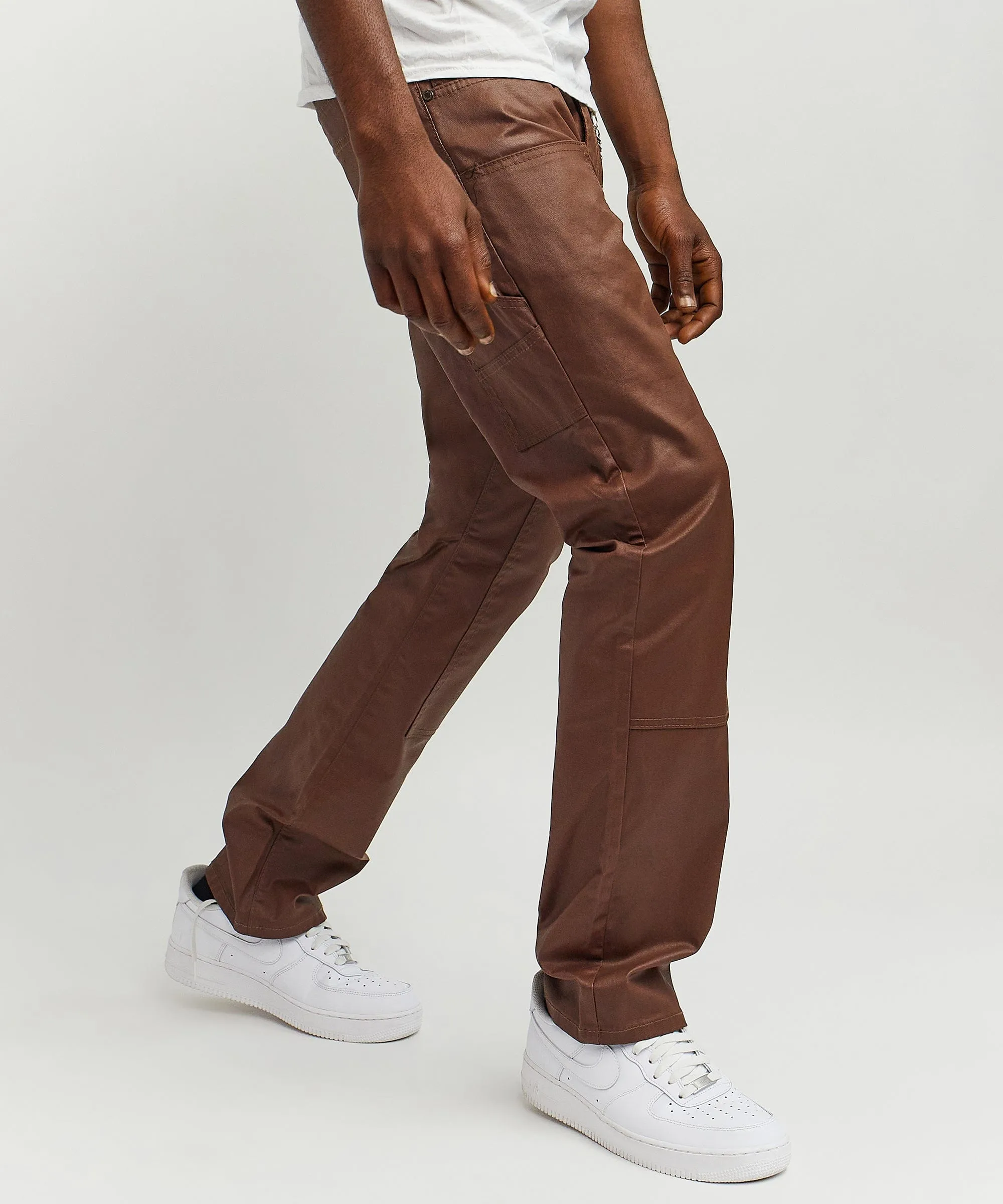 Stacked Flare Waxed Denim Jeans - Rust