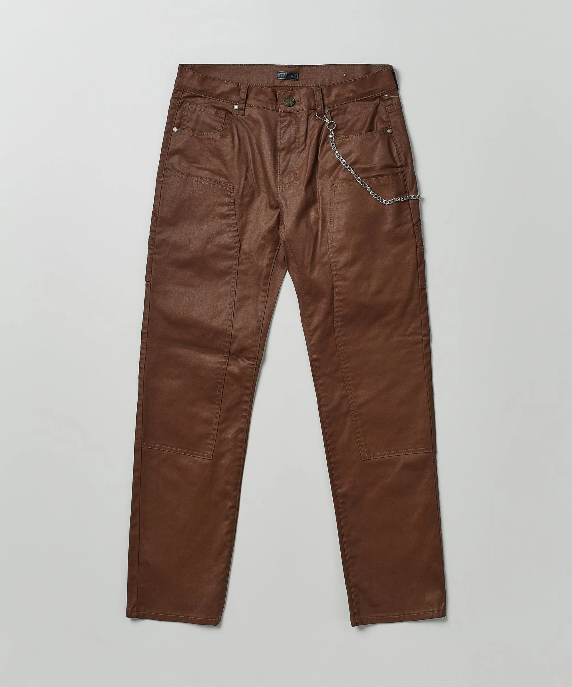 Stacked Flare Waxed Denim Jeans - Rust