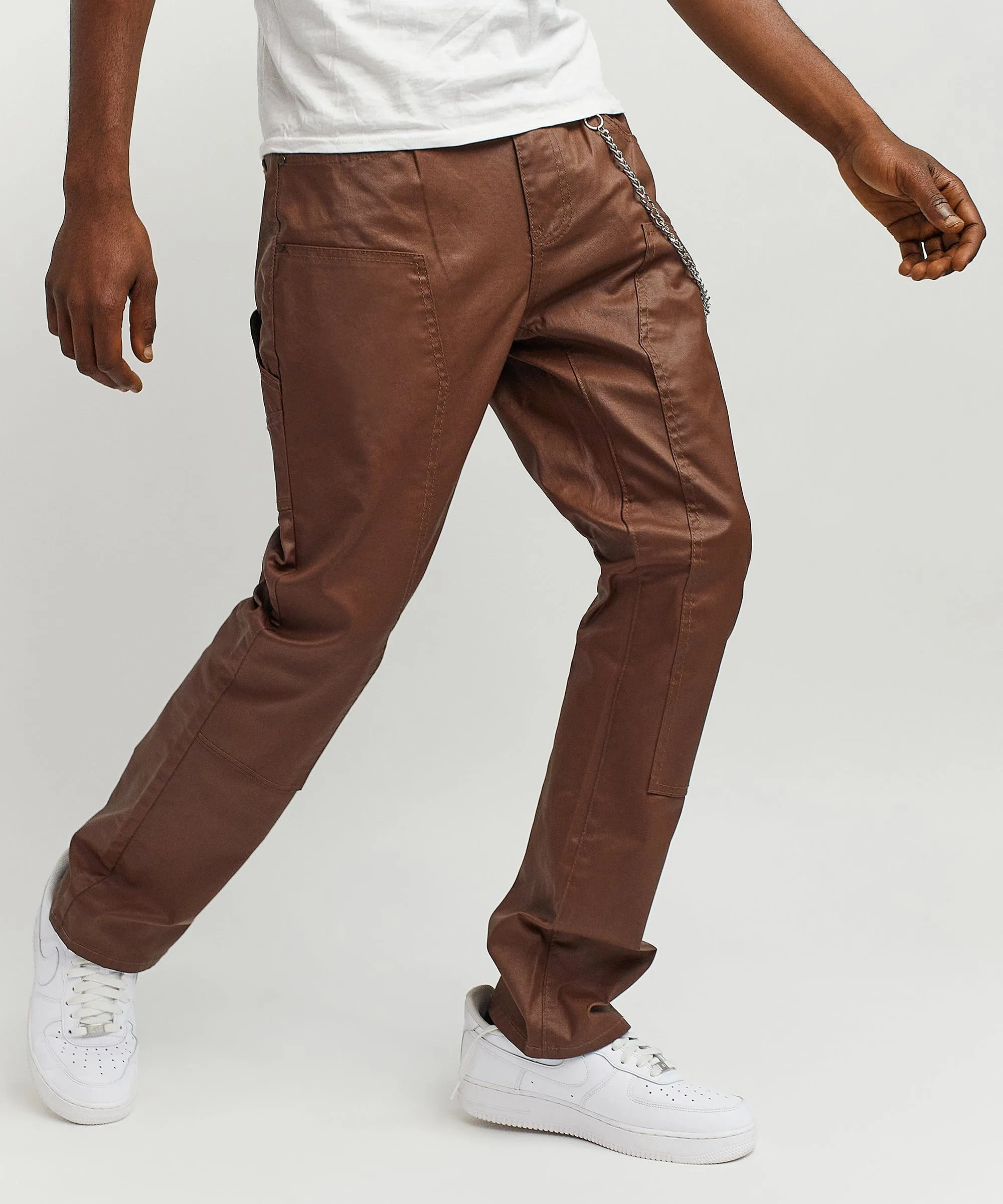 Stacked Flare Waxed Denim Jeans - Rust