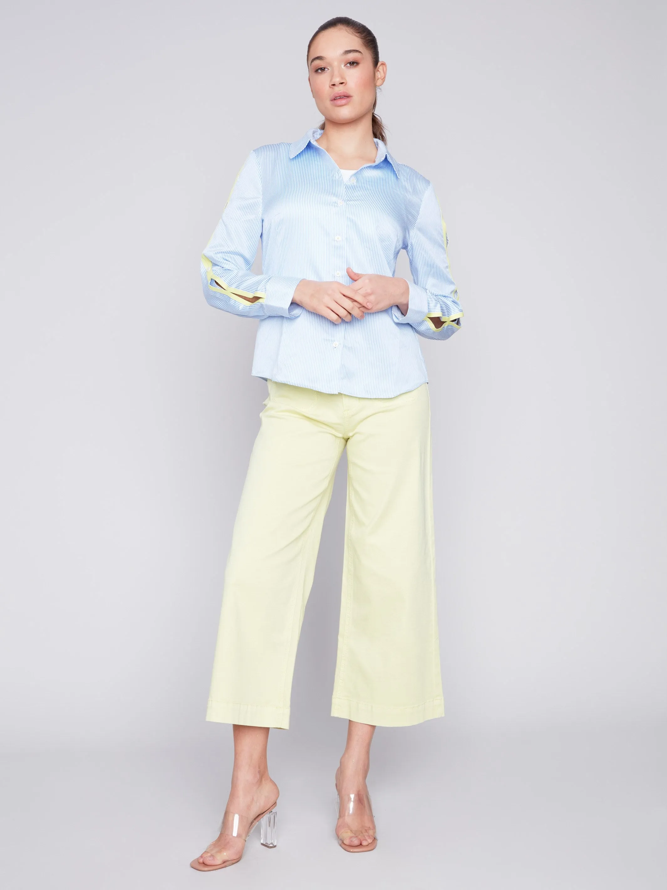 Striped Poplin Shirt - Sky