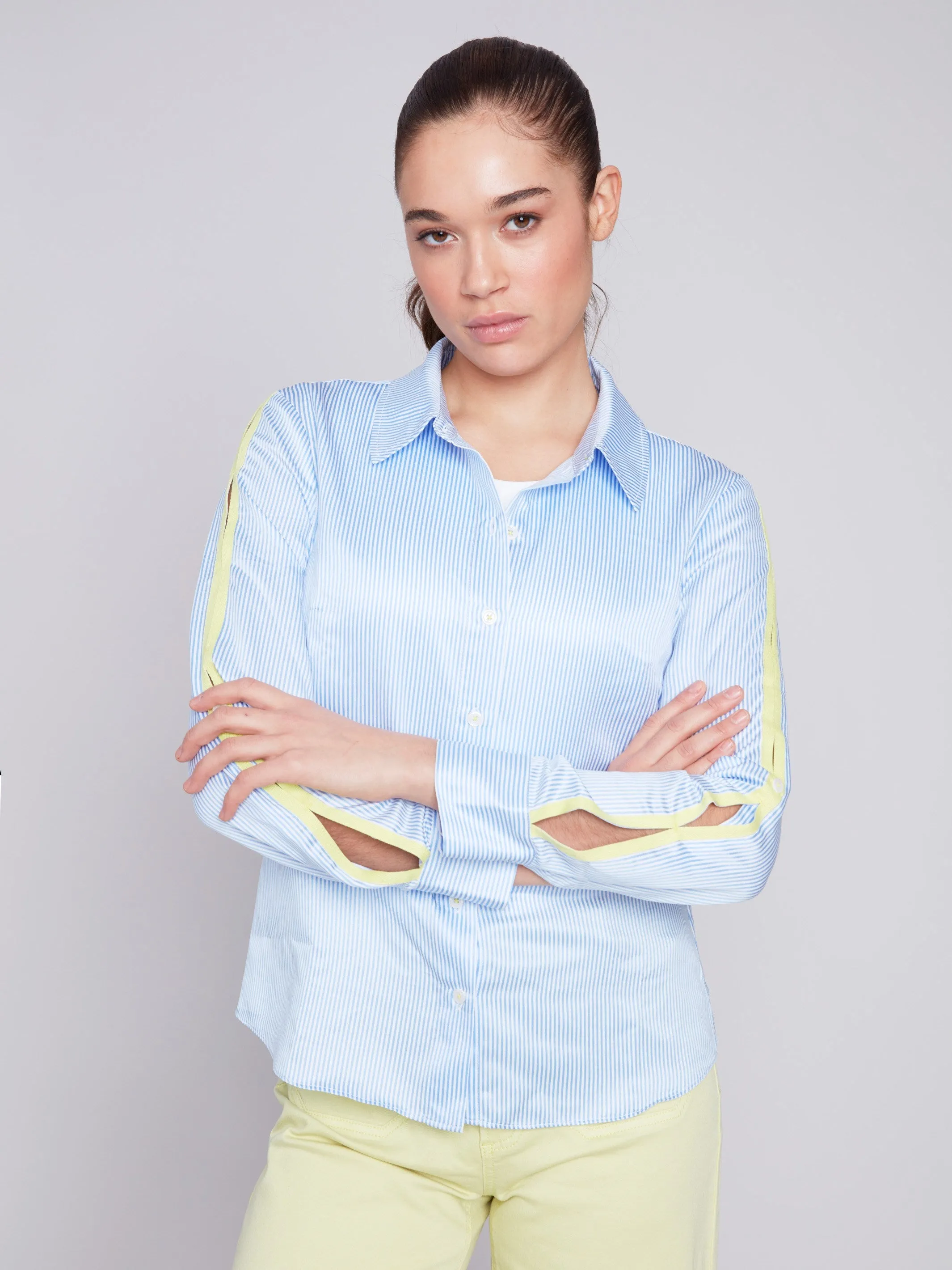 Striped Poplin Shirt - Sky