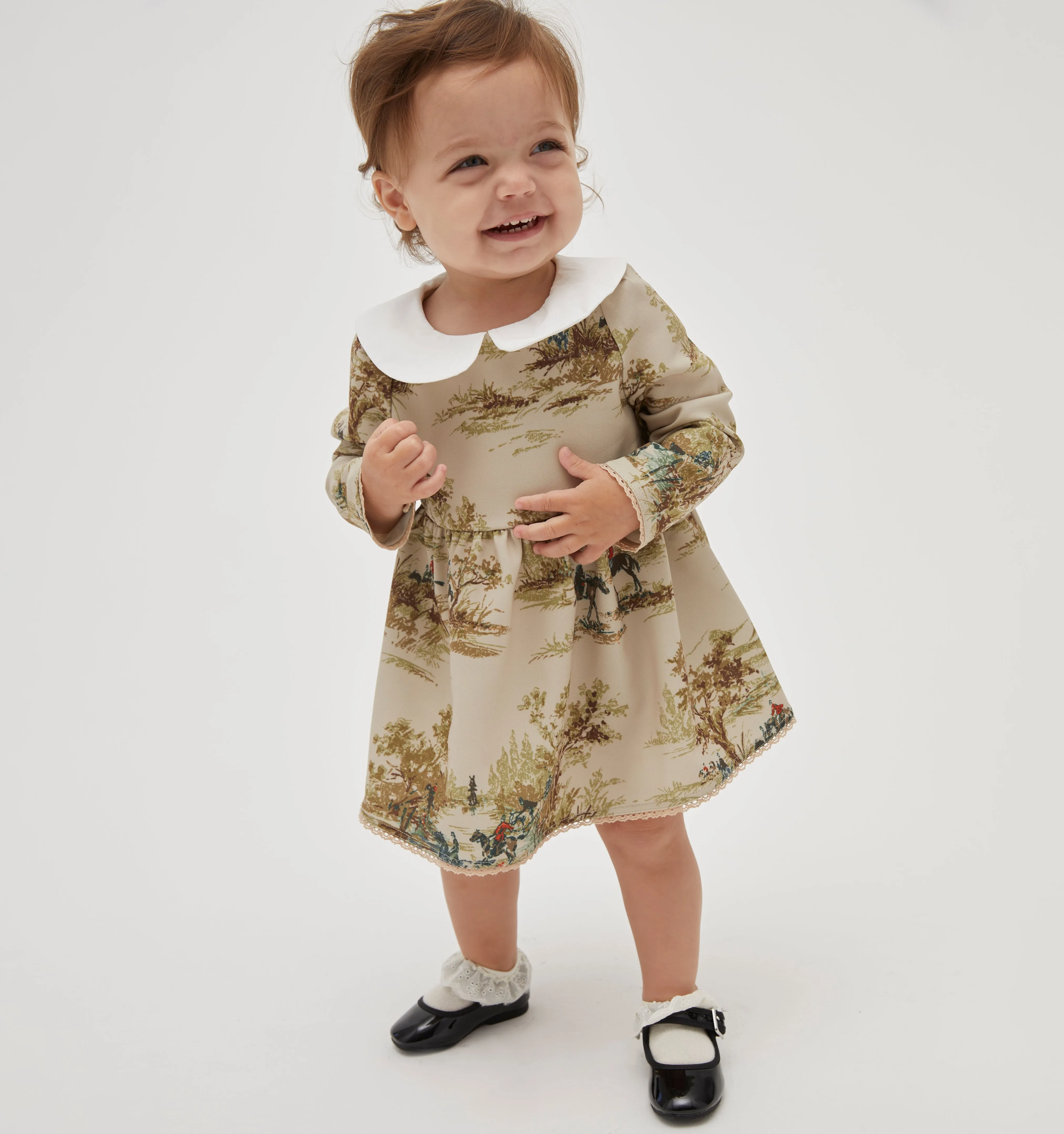 The Baby Lottie Dress - Equestrian Toile