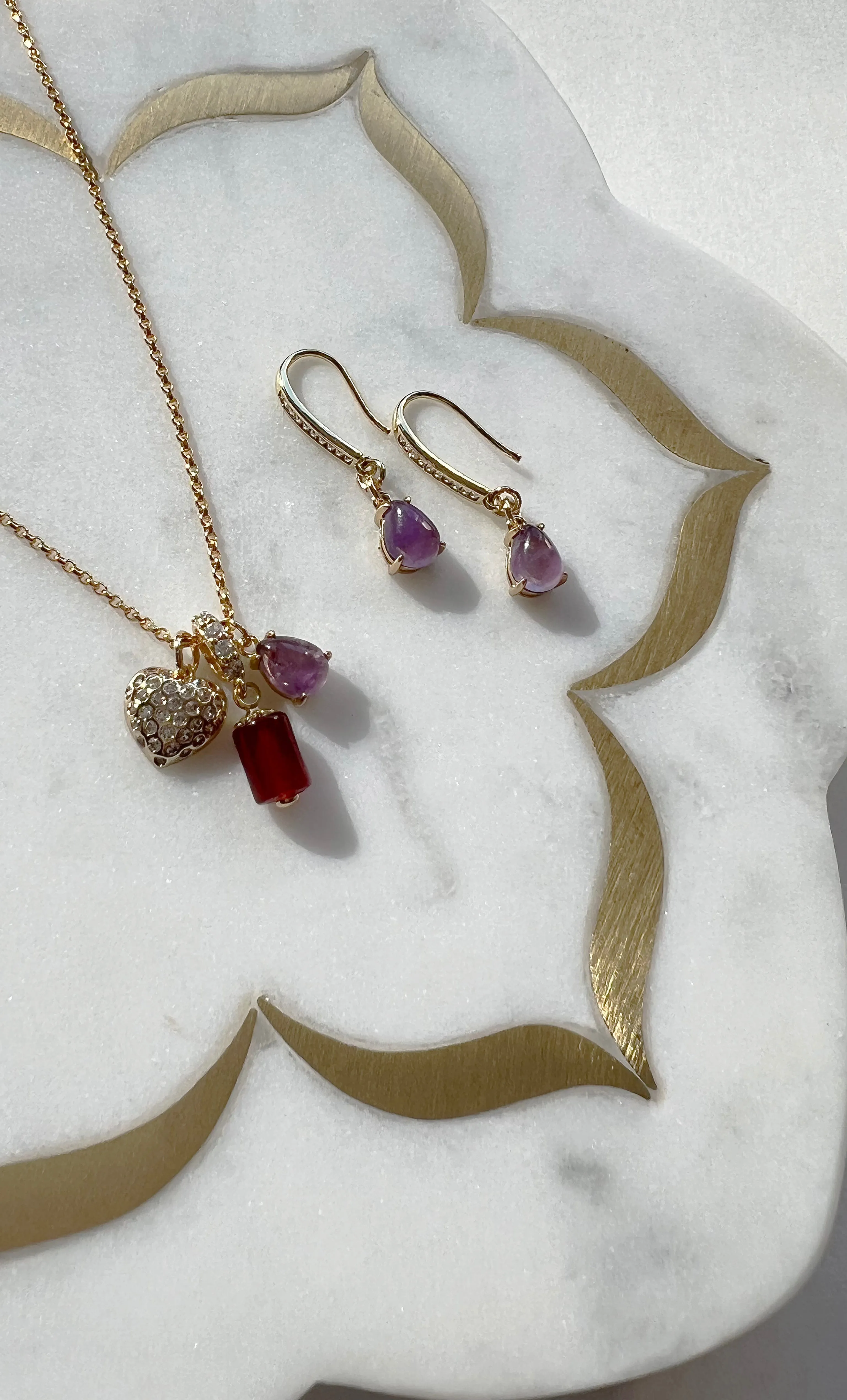 The Tunik Amethyst Stone Drop Hook Earrings