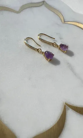 The Tunik Amethyst Stone Drop Hook Earrings