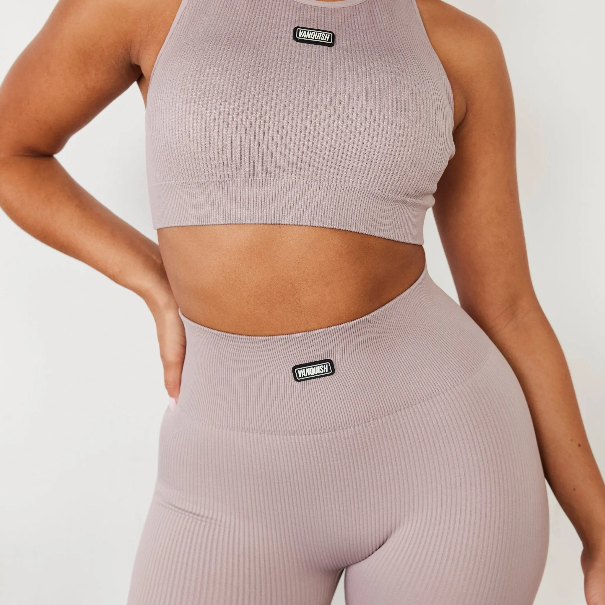 Vanquish Ribbed Seamless Blush Racer Back Bra