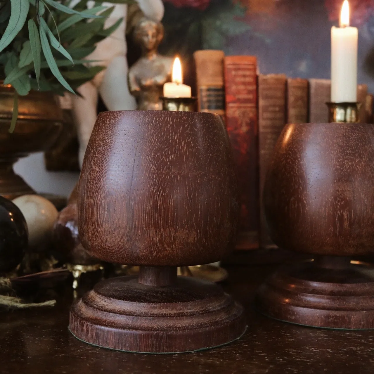 Vintage | Pair of Wooden Goblets