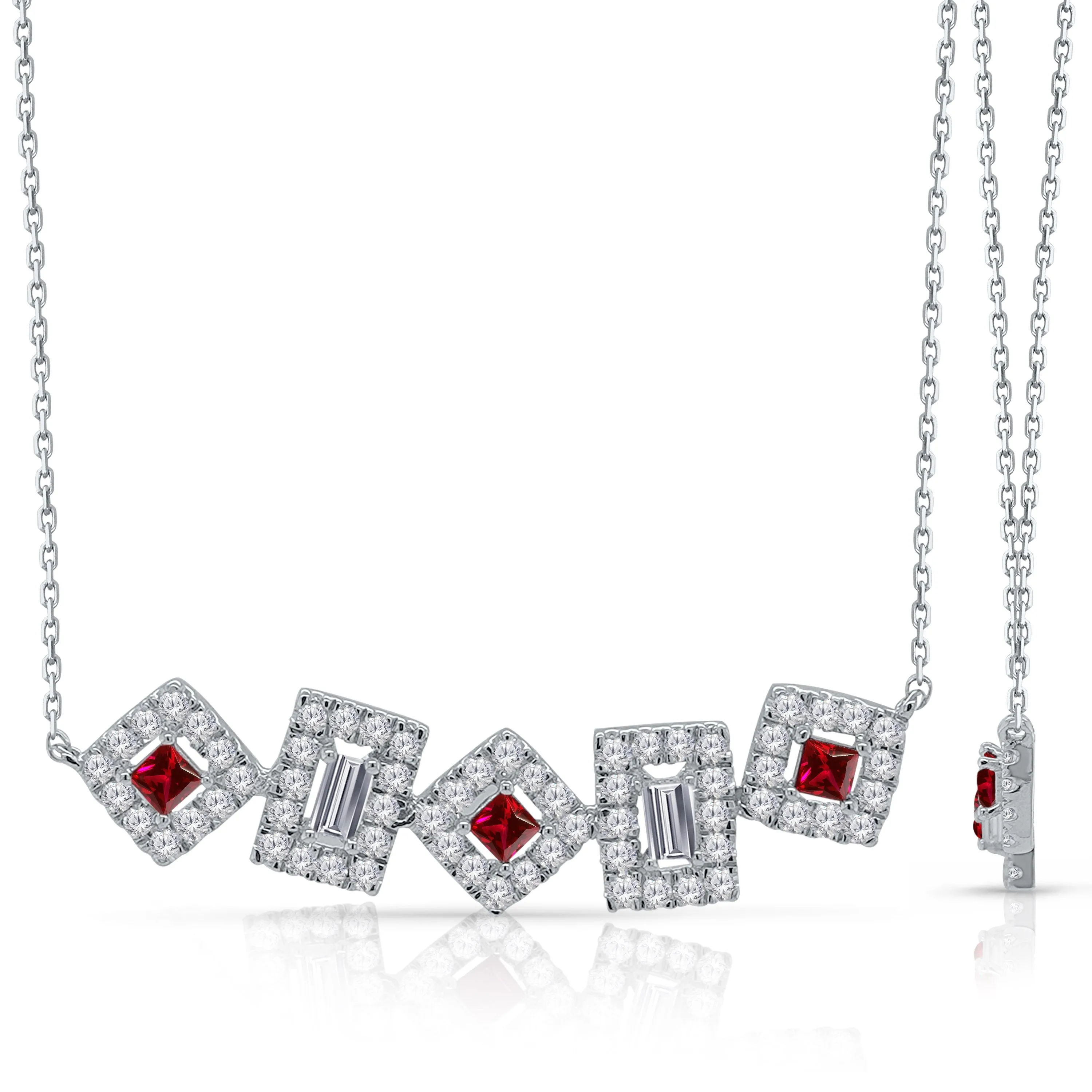 White Gold Ruby & Diamond Heirloom Necklace