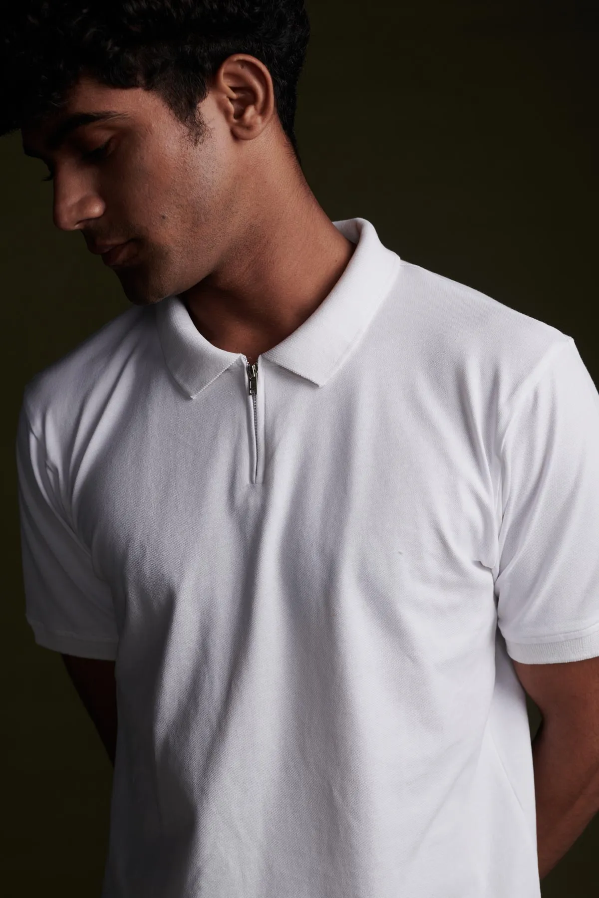 White Polo Half Sleeve